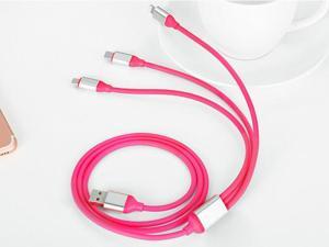 Multi Port USB Cable 3 in 1 USB to Micro USB /Lightning /Type-C Soft TPE Material Phone Charger Cable Multiple Charge 4ft for iPhone X 8 7 7Plus, iPad, Galaxy S8, One Plus, HTC, LG, Pixel, XL-Hot Pink Multi Port USB Cable 3 in 1 USB to Micro USB /Lightning /Type-C Soft TPE Material Phone Charger Cable Multiple Charge 4ft for iPhone X 8 7 7Plus, iPad, Galaxy S8, One Plus, HTC, LG, Pixel, XL-Hot Pink