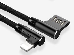 Creative 90-degree Braided Lightning to USB Cable, 3.3FT Durable Rapid L-Shape 8-Pin Charger Data Cable Cord for iPhone X 8 7 6 6S 7Plus 5, iPad mini, iPod Nano 6th 7th gen - Black