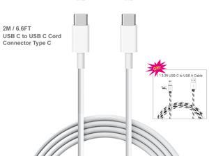 Type C Cable, 6.6ft/2M USB C to USB C Cable for New Macbook 12 inch, Macbook Pro 13 inch /15 inch 2016 2017, Nexus 6P, Nexus 5X, Lumia 950 950XL, Chromebook Pixel, Pixel C and More (White)