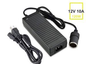 AC to DC Converter, 10A 120W 110-220V to 12V Car Cigarette Lighter Socket AC DC Power Supply Adapter for Air Compressor Tire Inflator and Other 12V Devices Under 120W, Black AC to DC Converter, 10A 120W 110-220V to 12V Car Cigarette Lighter Socket AC DC Power Supply Adapter for Air Compressor Tire Inflator and Other 12V Devices Under 120W, Black