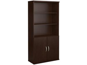 Bush Business Furniture Series C 36W 5 Shelf Bookcase with Doors, Mocha Cherry