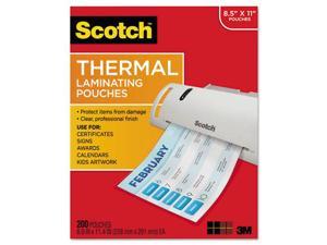 Scotch Letter Size Thermal Laminating Pouches 3 mil 11 2/5 x 8 9/10 200 per Pack