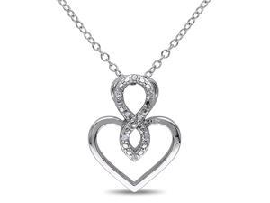 Amour Sterling Silver 0.04ct TDW Diamond Heart Pendant with Chain (H-I, I3) (18in)