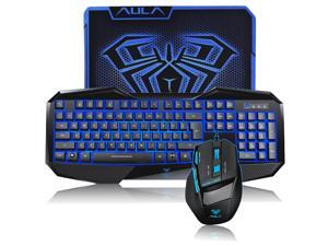 AULA USB Wired Blue Backlit Gaming Keyboard and Mouse for Computer with Mouse Pad AULA USB Wired Blue Backlit Gaming Keyboard and Mouse for Computer with Mouse Pad