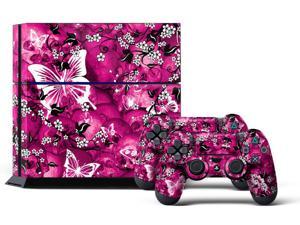 Sony PS4 PlayStation 4 Console Skin plus 2 Controller Skins - Pink Butterflies