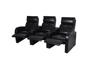 Home Cinema Recliner Reclining Sofa 3-seat - Black