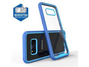 Fashion Scratchproof Double Color 2 In 1 Transparent Hard PC  TPU Back Cover Case for Samsung Galaxy S8 Plus  Blue