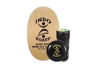 INDO BOARD Original Training Package - Balance Board for Fitness and Fun, Balance Training, Core Workouts - Comes with 30" X 18" Deck, 6.5" Roller, 14" IndoFLO Cushion (NATURAL)