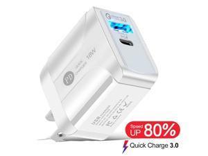 USB Wall Charger Quick Charge 3.0, Qualcomm Certified Fast Charger 18W Compatible with Samsung Galaxy S10/S9/S8/Note10/Note9/Note8, LG G6/V30/V20, HTC 10, iPhone, iPad and More
