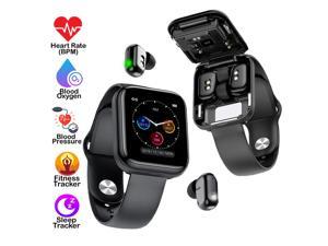 1.54-inch Sleek Modern SmartWatch and Earbuds - Bluetooth 5.0 Sync - BPM, Blood Pressure, and SPO2 Blood Oxygen Monitor (Black)