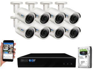 GW Built-in microphone PoE IP Security System, 8CH 4K H.265 NVR with 8 x 5MP 1920P IP Camera, Day/Night Weather Proof, Video Audio Power All Thru One Ethernet Cable, 2TB