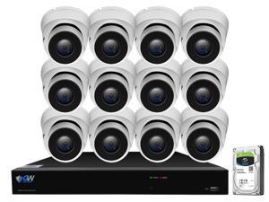 GW 4K UltraHD 8MP Security Camera System, 16-channel H.265 UHD 4K NVR, 12 x 4K 8 Megapixel Waterproof Dome PoE IP Cameras, Smart AI Face Recognition Human/Vehicle Detection, 4TB HDD