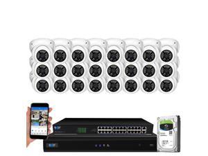 GW Security 32 Channel 5MP H.265 NVR IP Camera Network PoE Video & Audio Surveillance System (8TB HDD), 24 x HD 1920P Weatherproof Microphone Turret Security Cameras, AI Human Detection