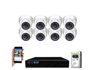GW Security 8 Channel 4K NVR 5MP Smart AI Human Detection Security Camera System with (8) x IP PoE 5MP 1920P Outdoor/Indoor Microphone Dome Cameras 100 Feet Night vision, Free Remote Viewing
