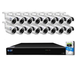 GW 4K UltraHD 8MP Security Camera System, 16-channel H.265 UHD 4K NVR, 16 x 4K 8 Megapixel Waterproof Bullet PoE IP Cameras, Smart AI Face Recognition Human/Vehicle Detection, 4TB HDD