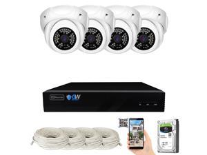 GW Security 8 Channel 4K NVR 5MP Smart AI Human Detection Security Camera System with (4) x IP PoE 5MP 1920P Outdoor/Indoor Microphone Dome Cameras 100 Feet Night vision, Free Remote Viewing