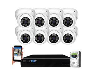 GW Security 8 Channel 4K NVR 5MP Smart AI Human Detection Security Camera System with (8) x IP PoE 5MP 1920P Outdoor/Indoor Microphone Dome Cameras 100 Feet Night vision, Free Remote Viewing
