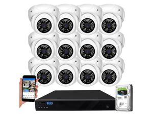 GW Security 16 Channel 4K NVR 5MP Smart AI Human Detection Security Camera System with (12) x IP PoE 5MP 1920P Outdoor/Indoor Microphone Dome Cameras 100 Feet Night vision, Free Remote Viewing