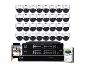 GW Security UltraHD 4K 32 Channel H.265+ NVR 8MP Security Camera System, 32 x 4K 8MP Outdoor/Indoor Dome PoE IP Cameras, Smart AI Face Recognition Human/Vehicle Detection, 8TB HDD