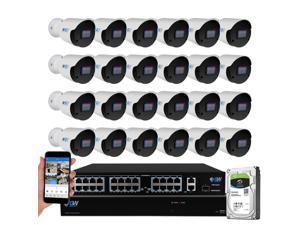 GW Security UltraHD 4K 32 Channel H.265+ NVR 8MP Security Camera System, 24 x 4K 8MP Outdoor/Indoor Microphone Bullet PoE IP Cameras, Smart AI Face Recognition Human/Vehicle Detection, 8TB HDD