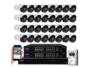 GW Security UltraHD 4K 32 Channel H.265+ NVR 8MP Security Camera System, 32 x 4K 8MP Outdoor/Indoor Microphone Bullet PoE IP Cameras, Smart AI Face Recognition Human/Vehicle Detection, 8TB HDD