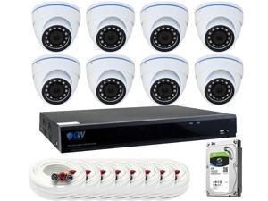 GW 5 Megapixel HD 1920P Complete Security System | (8) x 5MP Outdoor Dome Security Cameras, 8-Channel Plug and Play 5-In-1 DVR / XVR, Cloud service, Scan QR code to easy remote viewing