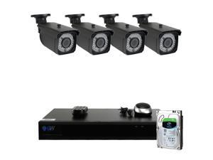 GW 8CH 4K Output H.265 NVR Kit with (4)x 1920P 5MP POE IP Security System, Smartphone QR Code Remote Access Varifocal Lens Weatherproof Surveillance IP Camera, P2P Real Time Motion Detect, 2TB HDD