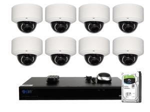 GW 8 Channel Full HD 5 in 1 XVR Security System Realtime Motion Detect H.265 DVR Kit, 8 x 5.0 Megapixel Water Proof Varifocal Lens Dome Security Camera, Easy QR-Code Scan Smartphone View (2TB HDD)