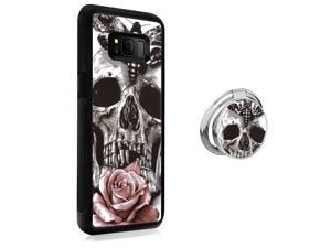 Case for Samsung Galaxy S8 Customized Rose Skull Case with Holder Ring Design by MERVELLE TPU and PC Black Shock-Proof Protective Case [Anti-Slippery] Samsung Galaxy S8