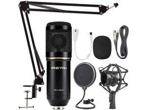 Metal Shock Mount and Double-Layer Pop Filter for Studio Recording & Broadcasting BOMGE Condenser Microphone Bundle BM-800 Mic Kit with Adjustable Mic Suspension Scissor Arm ALL BALCK 