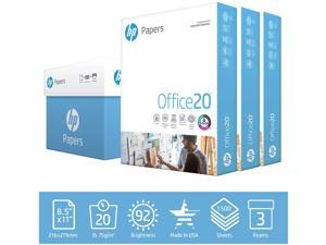 HP Printer Paper 85x11 Office 20 lb 3 Ream Case 1500 Sheets 92 Bright Made in USA FSC Certified Copy Paper HP Compatible 112090C