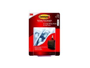 3M Command Large Utility Hooks, White, 12 Hooks, 18 Adhesive Strips 3M Command Large Utility Hooks, White, 12 Hooks, 18 Adhesive Strips