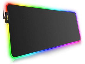 RGB Gaming Mouse Pad Mat Large Thick(800×300×4mm) Hcman XXL Extended Led Mousepad with Non-Slip Rubber Base, Soft Computer Keyboard Mice Mat for MacBook, PC, Laptop, Desk - Black