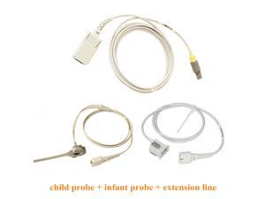 Child +Infant Finger SpO2 probes with 1 extension line compatible for CONTEC PM50 Patient Monitor blood oxygen saturation&NIBP Monitor