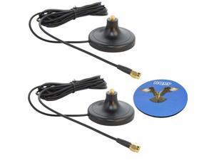 HQRP SET: 2 PCS 3M RP-SMA WiFi Antenna Extension Cable Connector Magnetic Base for Belkin F5D8230zh4 / F5D7233zh / F5D8231zh4 / F5D6001 / F5D7000 / F5D7001 + HQRP Coaster