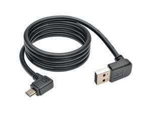 Tripp Lite UR05C-003-UARB Black Dedicated Reversible USB Charging Cable (Up / Down Angle Reversible A to Right Angle 5-Pin Micro B), 3-ft.