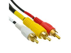 Stereo/VCR RCA Cable, 2 RCA (Audio) + RCA RG59 Video, Gold-plated Connectors, 12 foot
