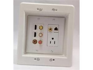 Certicable Custom Designed White Double Gang Recessed Wall Plate - 110V AC POWER OUTLET + 2 HDMI + 3 RCA + COAX TV + 3.5MM MINI AUDIO + CAT5E RJ45 + RECESSED BOX SET Certicable Custom Designed White Double Gang Recessed Wall Plate - 110V AC POWER OUTLET + 2 HDMI + 3 RCA + COAX TV + 3.5MM MINI AUDIO + CAT5E RJ45 + RECESSED BOX SET
