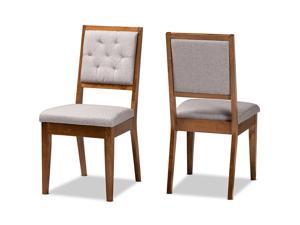 Baxton Studio Gideon Modern and Contemporary Grey Fabric Upholstered and Walnut Brown Finished Wood 2-Piece Dining Chair Set