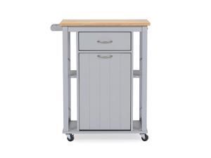 Baxton Studio Yonkers Contemporary Light Grey Kitchen Cart with Wood Top Baxton Studio Yonkers Contemporary Light Grey Kitchen Cart with Wood Top