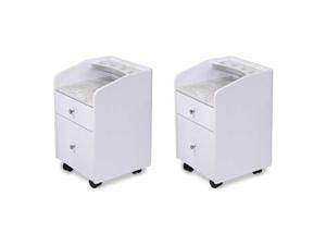 Set of 2 MAYAKOBA Sonoma Rolling Pedicure Trolley Manicure Storage Cart for Pedicure Spa, Nail Salon Furniture & Equipment, Marble Top, Luxe White/Silver Accents Set of 2 MAYAKOBA Sonoma Rolling Pedicure Trolley Manicure Storage Cart for Pedicure Spa, Nail Salon Furniture & Equipment, Marble Top, Luxe White/Silver Accents