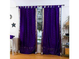 Lined-Purple Tab Top Sheer Sari Curtain / Drape / Panel - 43W x 84L - Piece Lined-Purple Tab Top Sheer Sari Curtain / Drape / Panel - 43W x 84L - Piece