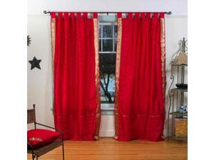 Fire Brick Tab Top Sheer Sari Curtain / Drape / Panel - 60W x 63L - Pair Fire Brick Tab Top Sheer Sari Curtain / Drape / Panel - 60W x 63L - Pair