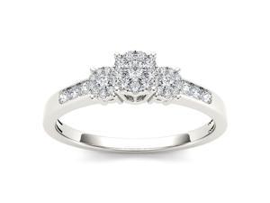 10K White Gold 1/3ct TDW Diamond Trilogy Imperial Engagement Ring (H-I, I2)