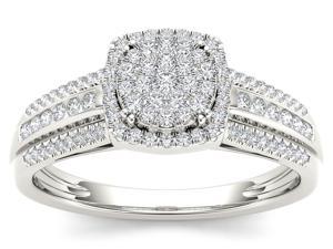 De Couer 10k White Gold 3/8ct TDW Diamond Cluster Engagement Ring (H-I, I2)