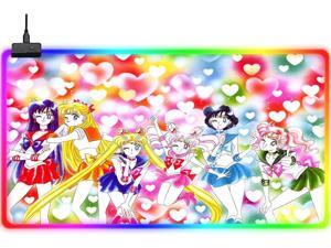 Gaming Mouse Pads Anime Sailor Moon Pink RGB Keyboard Pad S-XXL 14 Lighting Modes LED Gaming Mouse Mat USB Wired Waterproof Computer Mat Durable Stitched Edges Laptop Desk Pads Gamer 27.5x11.8Inch Gaming Mouse Pads Anime Sailor Moon Pink RGB Keyboard Pad S-XXL 14 Lighting Modes LED Gaming Mouse Mat USB Wired Waterproof Computer Mat Durable Stitched Edges Laptop Desk Pads Gamer 27.5x11.8Inch