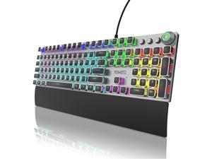 TEWELL Mechanical Gaming Keyboard, RGB LED Rainbow Gaming Backlit, 104 Anti-ghosting Keys, Quick-Response Quiet Black Switches, Multimedia Control for PC and Desktop Computer, with Removable Hand Rest TEWELL Mechanical Gaming Keyboard, RGB LED Rainbow Gaming Backlit, 104 Anti-ghosting Keys, Quick-Response Quiet Black Switches, Multimedia Control for PC and Desktop Computer, with Removable Hand Rest
