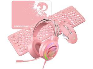 Rechargeable Gaming Keyboard Mouse Wired RGB Headset Combo White Light 104 Keys Gamer Pink Keyboard 2400DPI Adjust Game Mice Gaming 7.1 Surround SoundStereo Headphone for Laptop Computer Mac Rechargeable Gaming Keyboard Mouse Wired RGB Headset Combo White Light 104 Keys Gamer Pink Keyboard 2400DPI Adjust Game Mice Gaming 7.1 Surround SoundStereo Headphone for Laptop Computer Mac