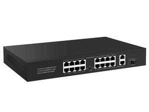 Real HD 16 Port Plug and Play PoE+ Switch with 2 Gigabit Uplink Ports, Up to 30W Per Port, Total Budget 250W, 803.af/at Compliant, Extend Mode, Rack Mount Real HD 16 Port Plug and Play PoE+ Switch with 2 Gigabit Uplink Ports, Up to 30W Per Port, Total Budget 250W, 803.af/at Compliant, Extend Mode, Rack Mount