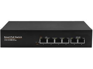 Ethernet 10/100Mbps 6-Port Gigabit Smart POE Desktop Switch with Metal Housing POE 802.3at 65w Plug-and-Play Ethernet 10/100Mbps 6-Port Gigabit Smart POE Desktop Switch with Metal Housing POE 802.3at 65w Plug-and-Play